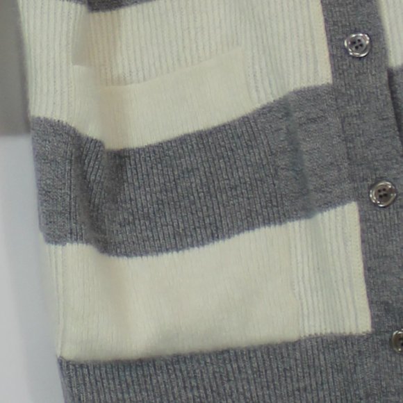 VTG Lucia Grey White Stripes  Cardigan button down  Wool Blended Size Large (12) - Picture 8 of 11